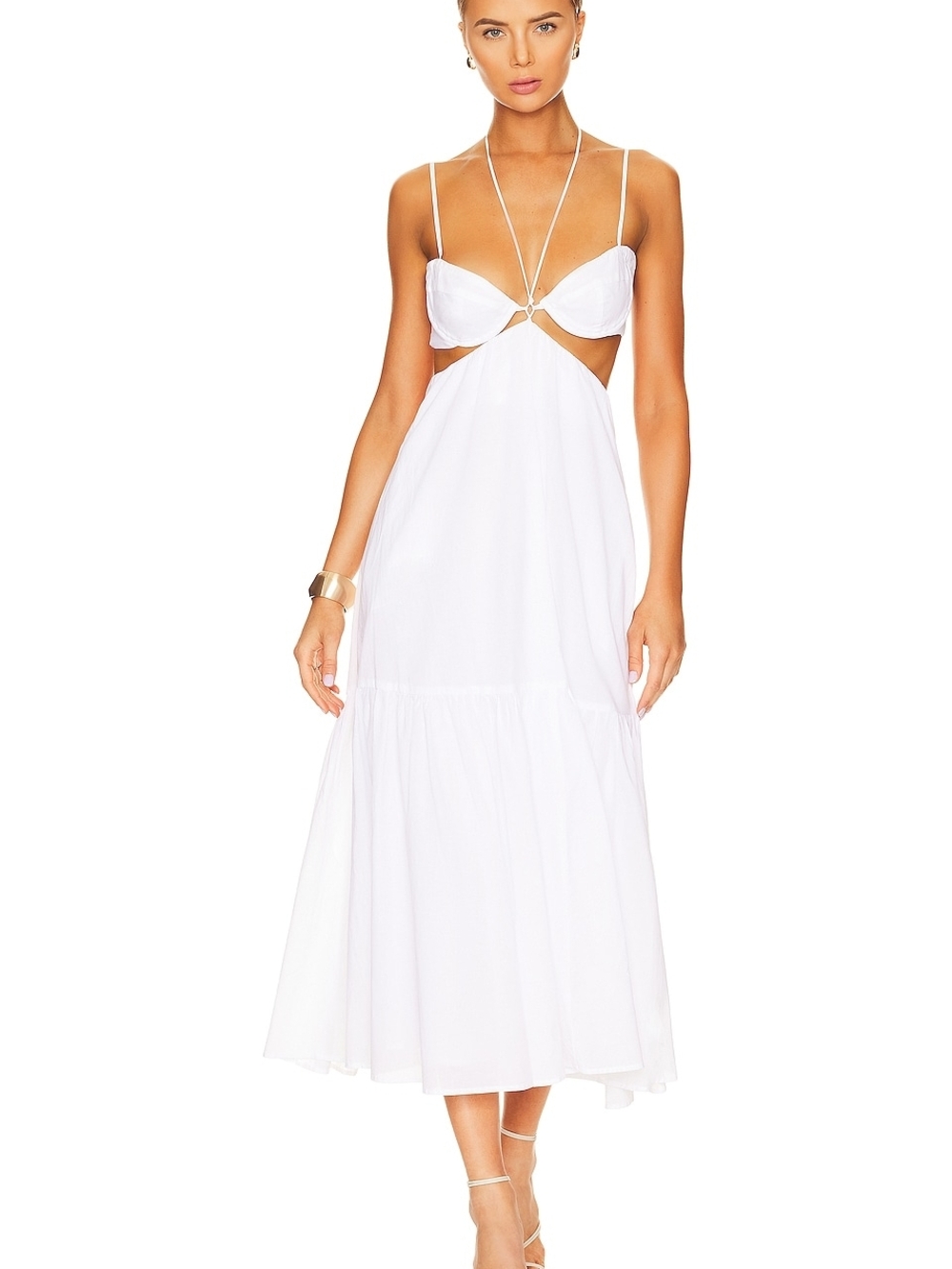 Bardot White Cutout Maxi Dress with Ring Detail